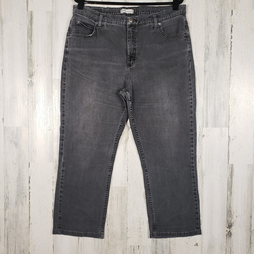 Riders by Lee Stone Washed Black Denim Relaxed Cropped Jeans Women's Size 18P